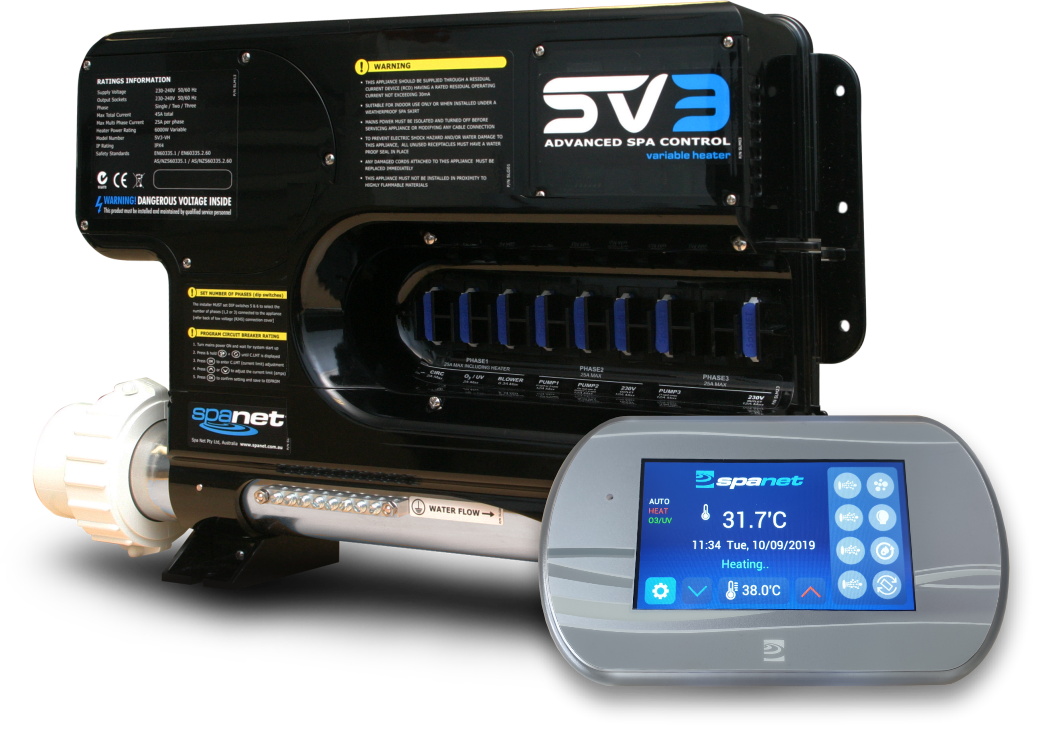 SpaNET SV3-VH Spa Control & SVT43 Touch Pad Package